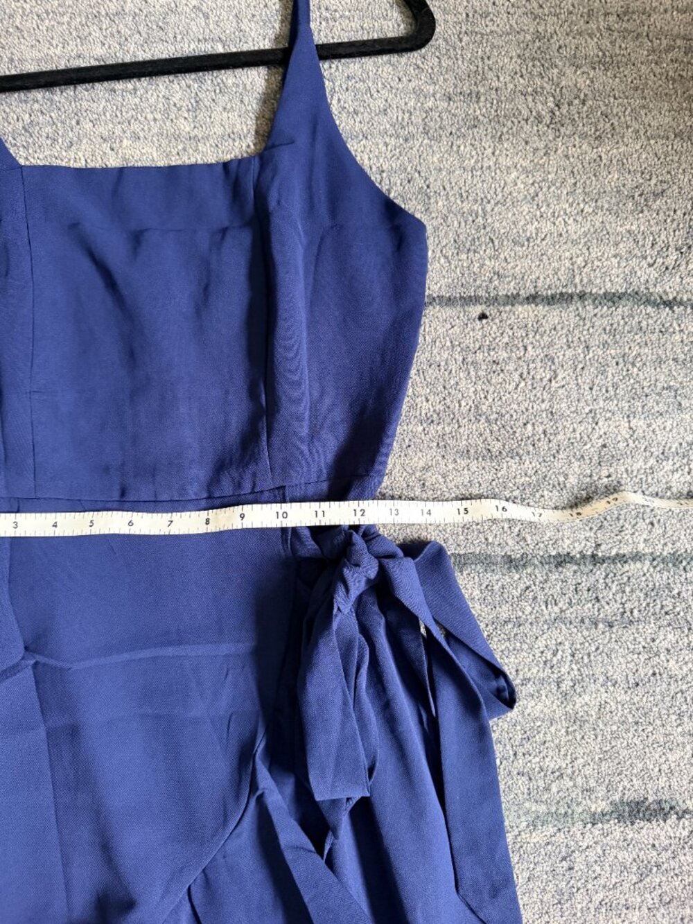 Navy Ruffle Wrap-Style Mini Dress — Size S - Picture 5 of 13
